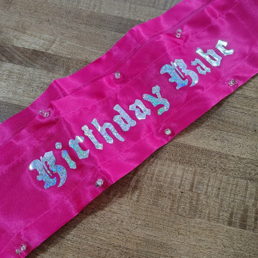 SPENCER'S Birthday Babe Hot Pink Light Up Satin Sash